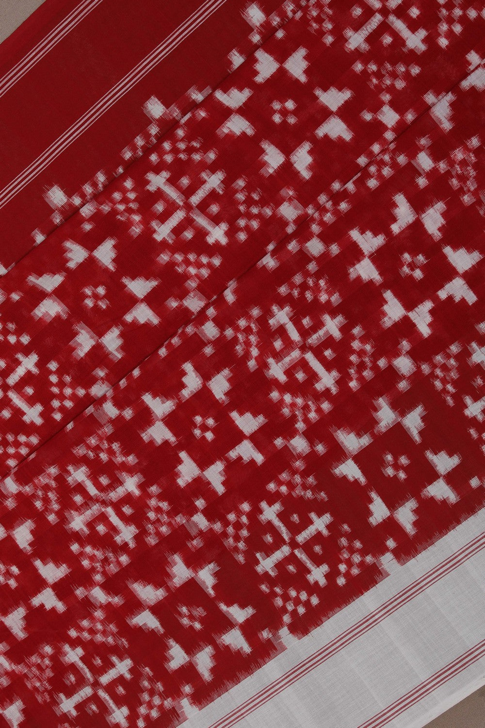 Image of Pochampally Ikat Red Saree